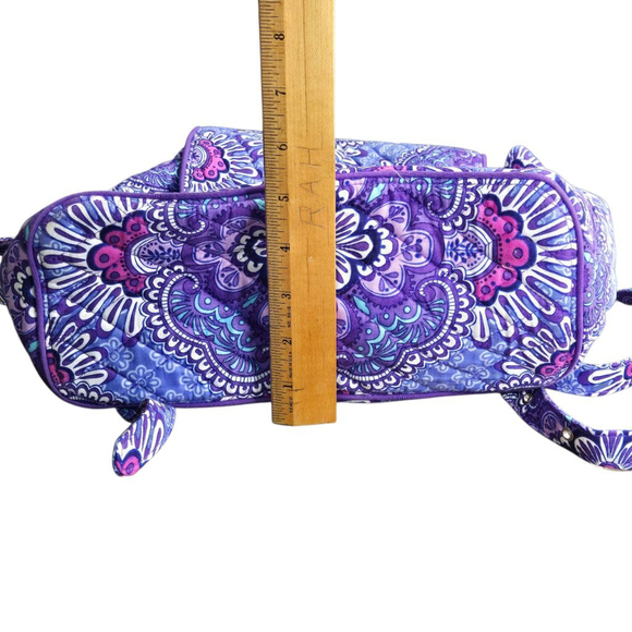 Vera Bradley Drawstring Backpack Lilac Tapestry Medium Tote Buckle Straps Purple - Picture 3 of 12